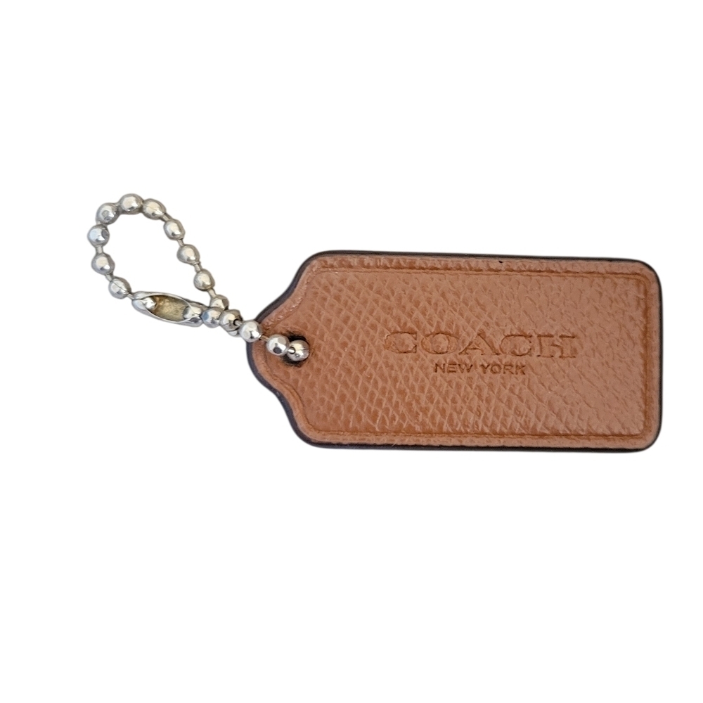 Coach Tan Leather Tag with Gold Chain